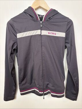 Y2K BCBG Logo Track Jacket Hoodie Women’s Size Medium Purple Mauve